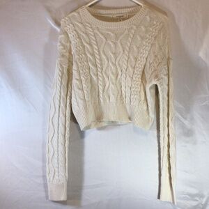 No comment women’s medium cable knit cropped sweater balletcore clean girl cozy